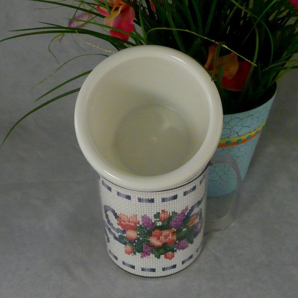 Handmade Completed Cross Stitch Mug Special Mom Floral Bouquet - Picture 4 of 4